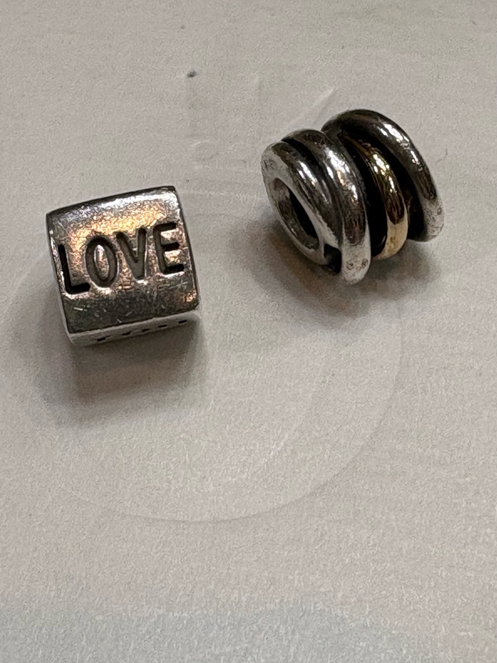 Pandora Silver and Gold 'YOU' Cube with Mixed Metal Spacer Bead - Picture 4 of 6